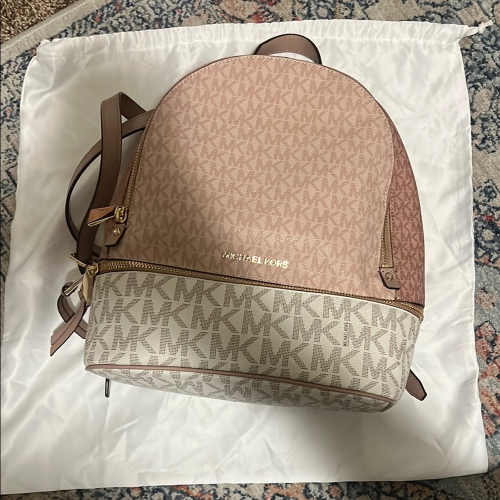 Michael Kors Pink and Cream Backpack